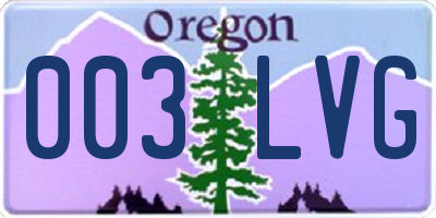 OR license plate 003LVG