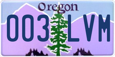 OR license plate 003LVM
