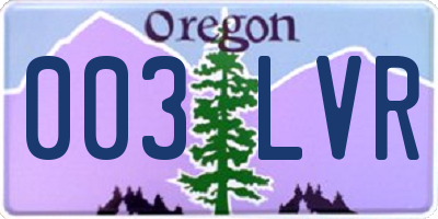 OR license plate 003LVR