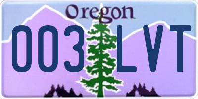 OR license plate 003LVT