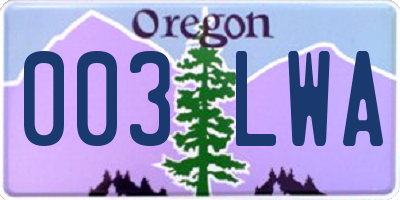 OR license plate 003LWA