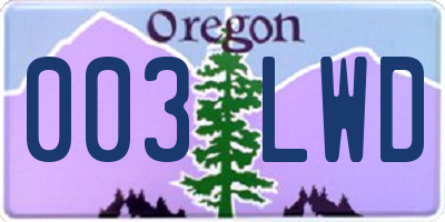 OR license plate 003LWD