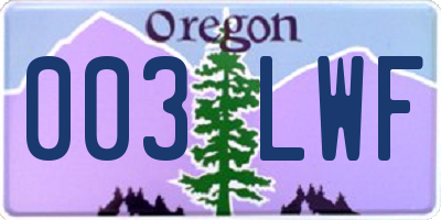 OR license plate 003LWF
