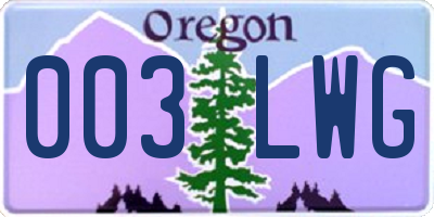 OR license plate 003LWG