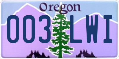 OR license plate 003LWI