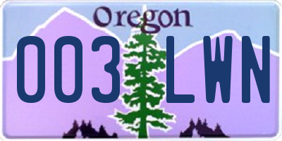 OR license plate 003LWN