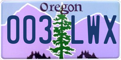 OR license plate 003LWX