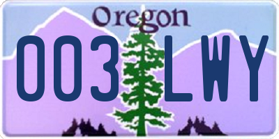 OR license plate 003LWY