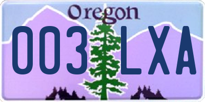 OR license plate 003LXA