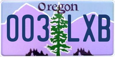 OR license plate 003LXB