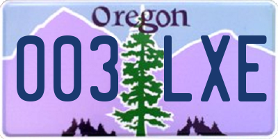 OR license plate 003LXE