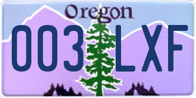 OR license plate 003LXF