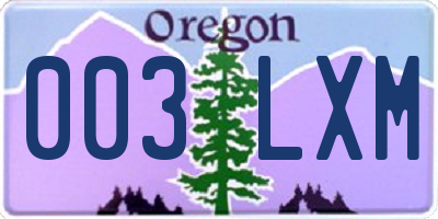 OR license plate 003LXM