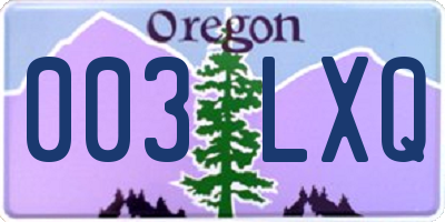 OR license plate 003LXQ