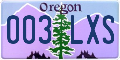 OR license plate 003LXS