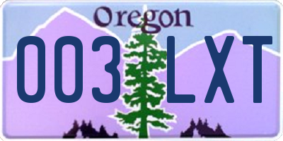 OR license plate 003LXT