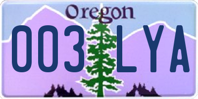 OR license plate 003LYA