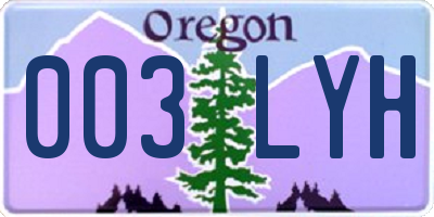 OR license plate 003LYH
