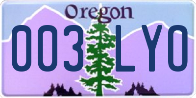 OR license plate 003LYO