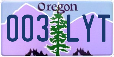 OR license plate 003LYT