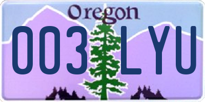 OR license plate 003LYU