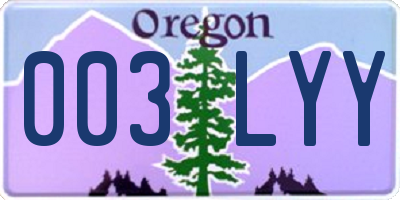 OR license plate 003LYY