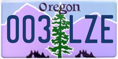 OR license plate 003LZE