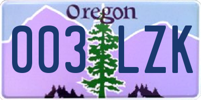 OR license plate 003LZK