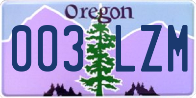 OR license plate 003LZM