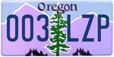 OR license plate 003LZP