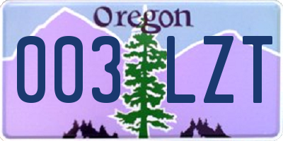 OR license plate 003LZT