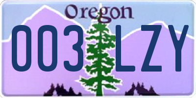 OR license plate 003LZY