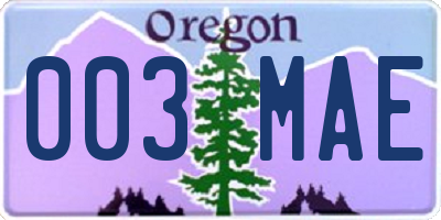 OR license plate 003MAE