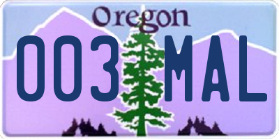 OR license plate 003MAL
