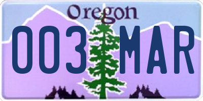 OR license plate 003MAR