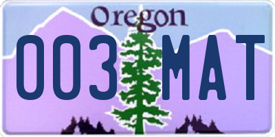 OR license plate 003MAT
