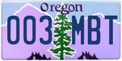 OR license plate 003MBT