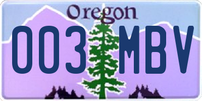 OR license plate 003MBV