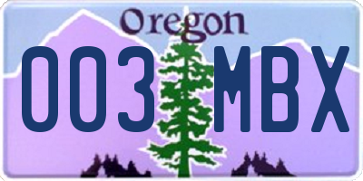 OR license plate 003MBX