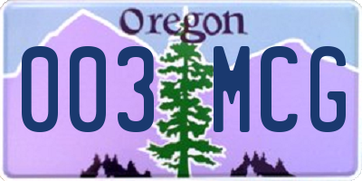 OR license plate 003MCG