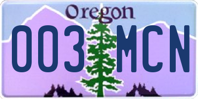 OR license plate 003MCN