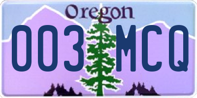 OR license plate 003MCQ