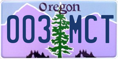 OR license plate 003MCT