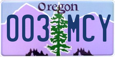 OR license plate 003MCY