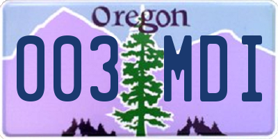 OR license plate 003MDI