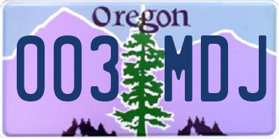 OR license plate 003MDJ