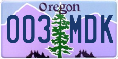 OR license plate 003MDK