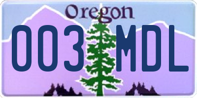 OR license plate 003MDL