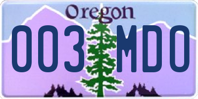 OR license plate 003MDO