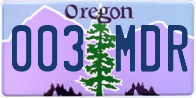 OR license plate 003MDR